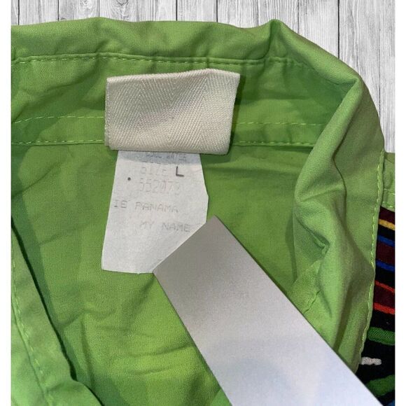 Panama Tropical Bold Retro Short Sleeve Button Up Shirt Men’s Size Small Green - Picture 2 of 6